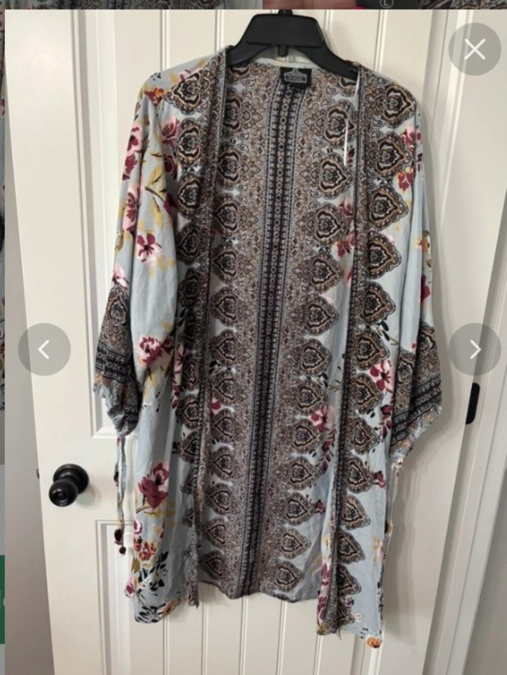 Angie Sz Lg Light Blue Boho Floral Lo Ng Kimono